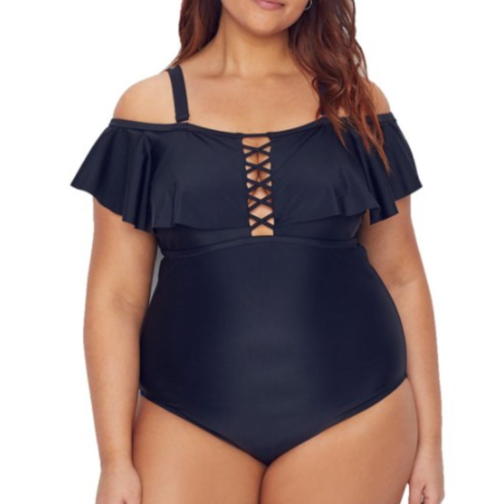 Womens Plus Size Marrakesh Solid Caicos One-Piece